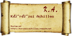 Körözsi Achilles névjegykártya